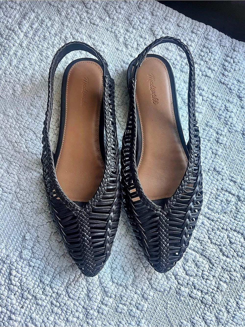 Madewell The Harpor Slingback Flat Woven Flats Black US 8 NWOT